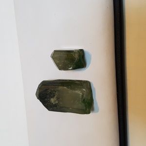 65ct 2 pc epidote gemstone crystal bi color terminated lot